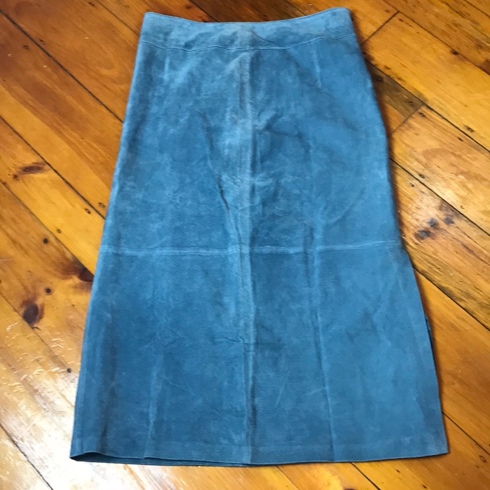 👗Chadelwick's Classic Blue Suede A-Line Skirt, Size 14